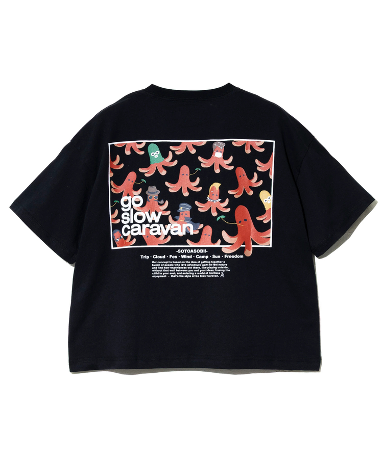 go slow caravan(ゴースローキャラバン) |USA/CスクエアLOGOバックプリントミドルTEE (WOMENS)