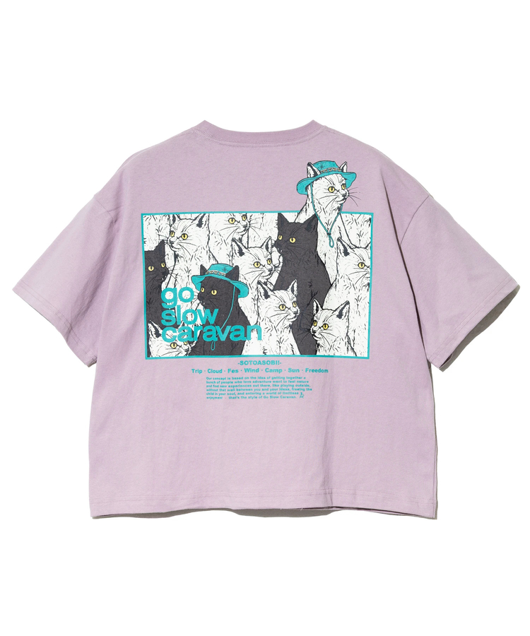 go slow caravan(ゴースローキャラバン) |USA/CスクエアLOGOバックプリントミドルTEE (WOMENS)