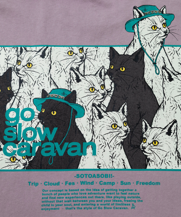 go slow caravan(ゴースローキャラバン) |USA/CスクエアLOGOバックプリントミドルTEE (WOMENS)