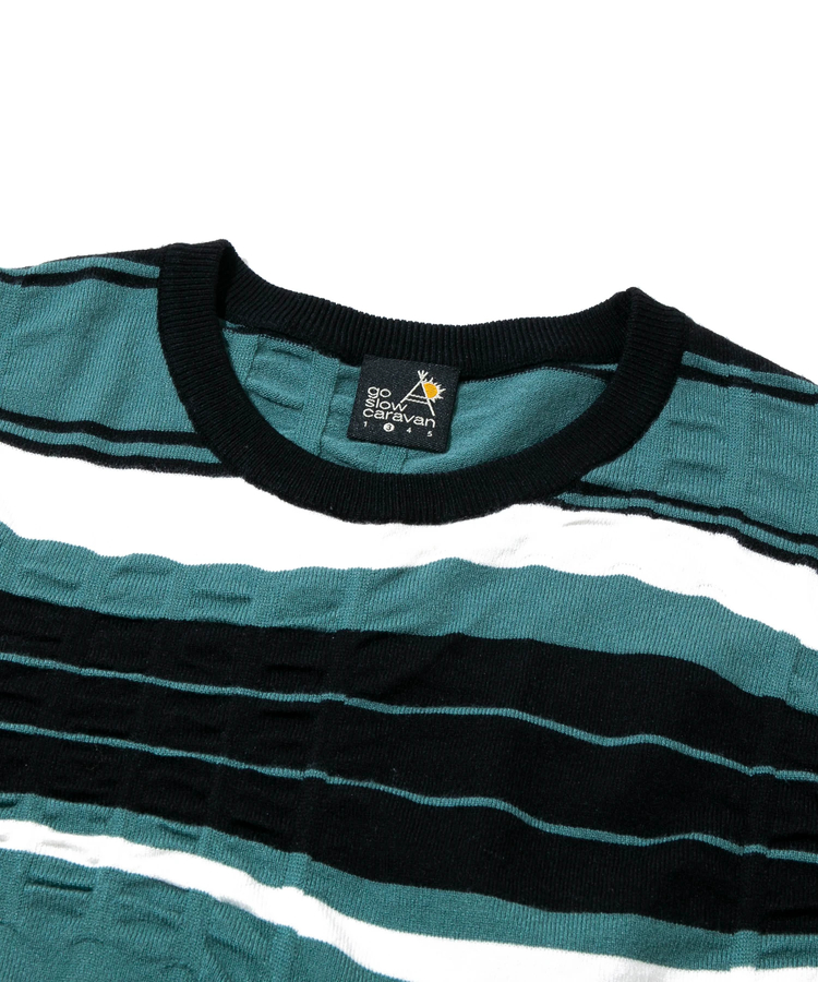 go slow caravan 歪んだボーダーニットロングTシャツ【WEB限定】 go slow caravan 歪んだボーダーニットロングTシャツ【WEB限定