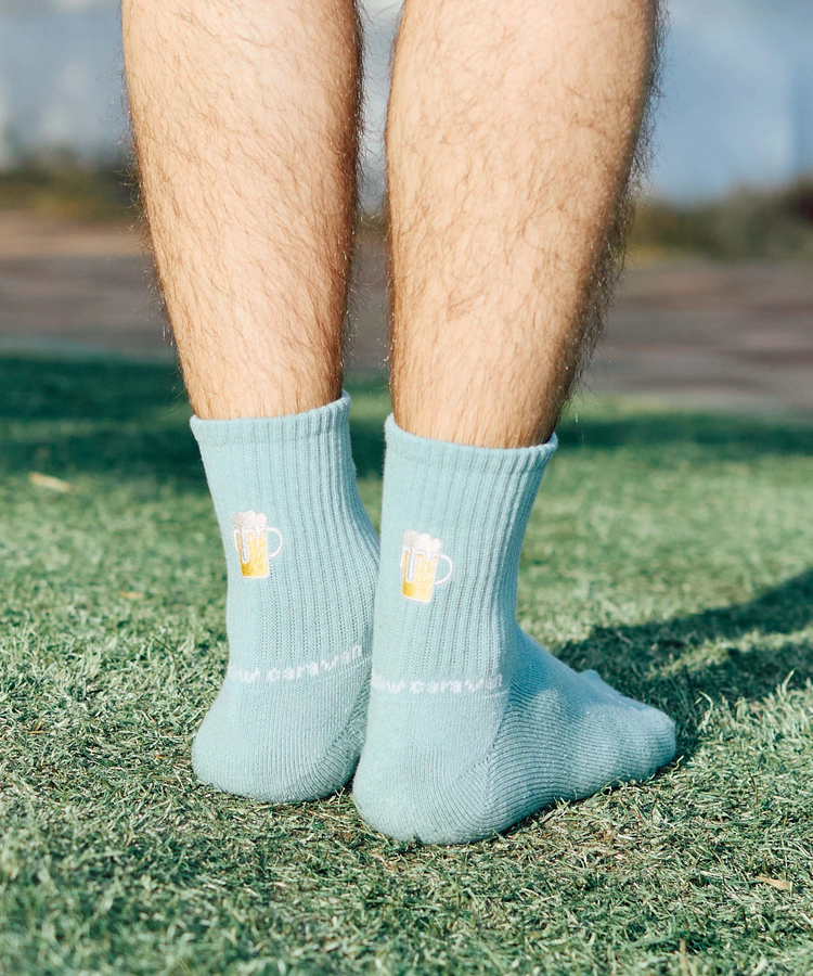 go slow caravan(ゴースローキャラバン) |刺繍 クウォーターソックス (MENS/WOMENS)