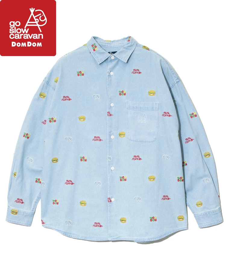 go slow caravan(ゴースローキャラバン) |【DOMDOM×GSC】綿レーヨンデニムL/Sシャツ (MENS)
