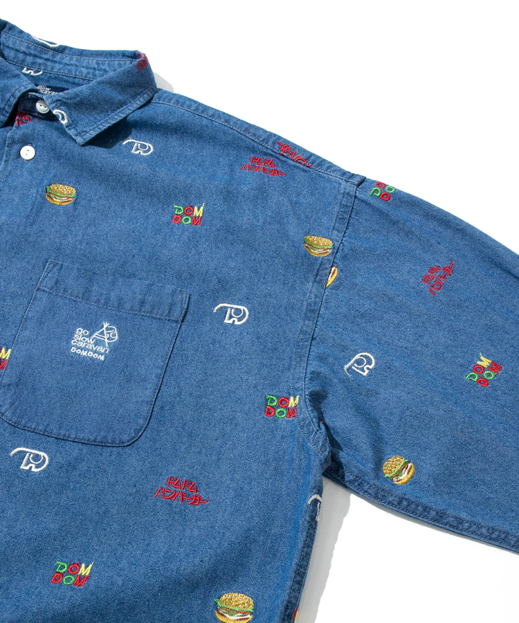 go slow caravan(ゴースローキャラバン) |【DOMDOM×GSC】綿レーヨンデニムL/Sシャツ (MENS)