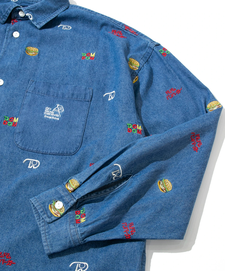 go slow caravan(ゴースローキャラバン) |【DOMDOM×GSC】綿レーヨンデニムL/Sシャツ (MENS)