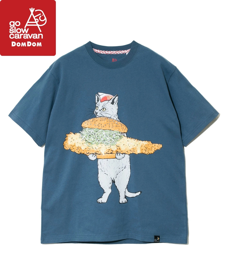 go slow caravan(ゴースローキャラバン) |【DOMDOM×GSC】びたびたバターフィッシュ猫TEE (MENS)