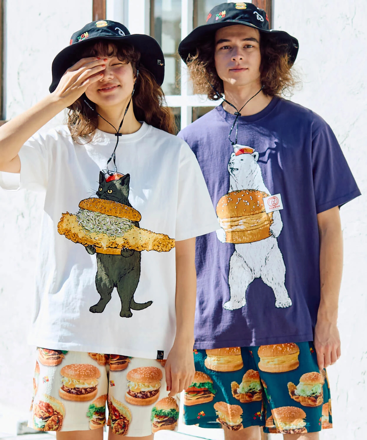 go slow caravan(ゴースローキャラバン) |【DOMDOM×GSC】びたびたバターフィッシュ猫TEE (MENS)