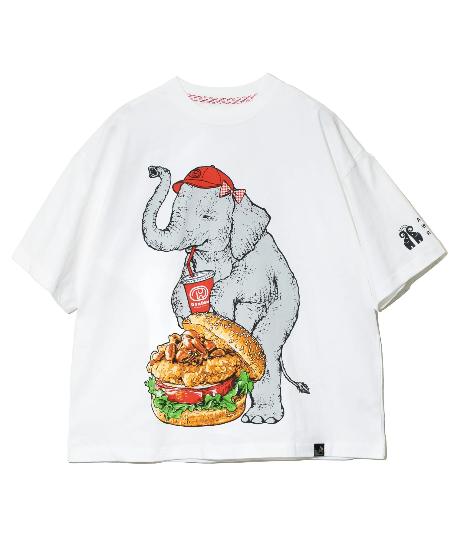 DOMDOM×GSC】味噌ピーチキンバーガーゾウBIG TEE (MENS DOMDOM×GSC】味噌ピーチキンバーガーゾウBIG TEE (MENS