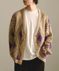 go slow caravan(ゴースローキャラバン) |Revo./レヴォ モヘアライク ダイヤパターン カーディガン (MENS)