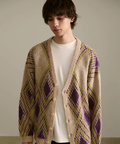 go slow caravan(ゴースローキャラバン) |Revo./レヴォ モヘアライク ダイヤパターン カーディガン (MENS)