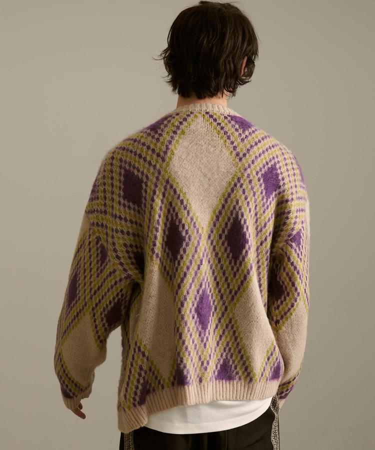 go slow caravan(ゴースローキャラバン) |Revo./レヴォ モヘアライク ダイヤパターン カーディガン (MENS)