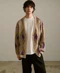 go slow caravan(ゴースローキャラバン) |Revo./レヴォ モヘアライク ダイヤパターン カーディガン (MENS)