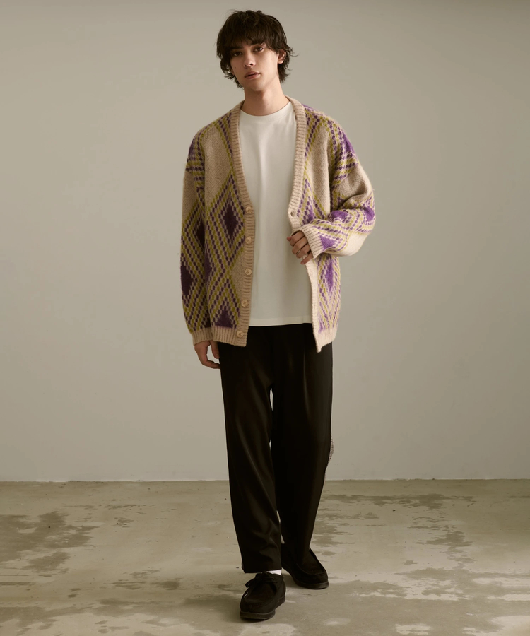 go slow caravan(ゴースローキャラバン) |Revo./レヴォ モヘアライク ダイヤパターン カーディガン (MENS)