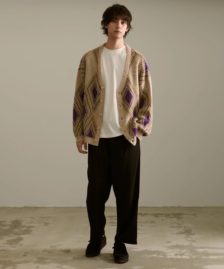 go slow caravan(ゴースローキャラバン) |Revo./レヴォ モヘアライク ダイヤパターン カーディガン (MENS)