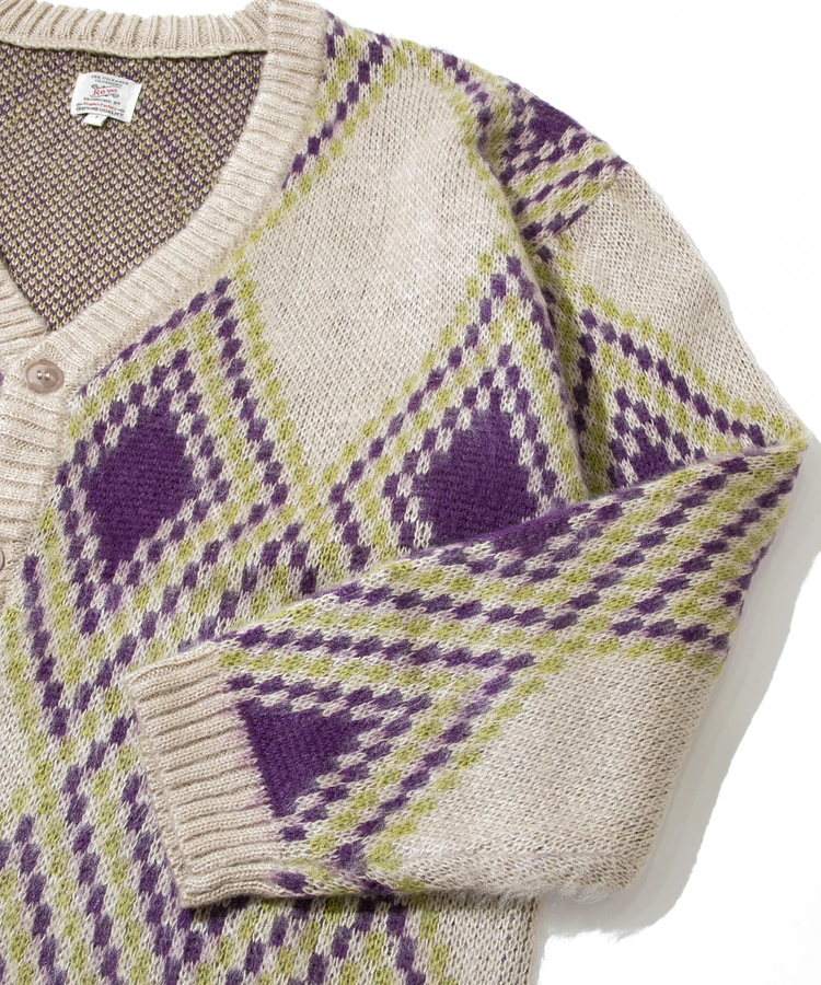 go slow caravan(ゴースローキャラバン) |Revo./レヴォ モヘアライク ダイヤパターン カーディガン (MENS)
