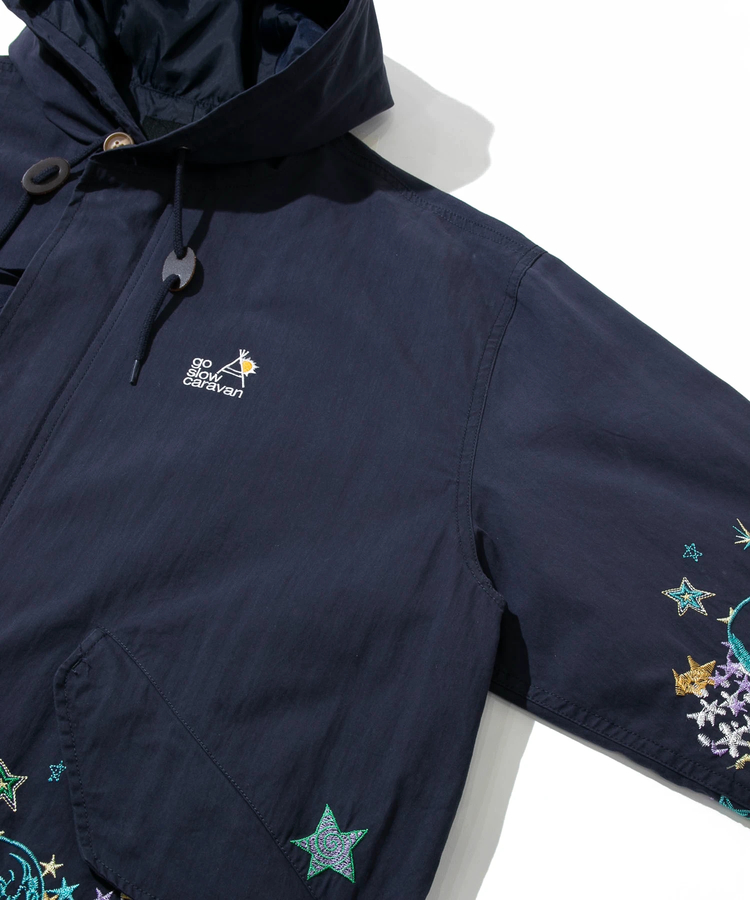 コットン/ナイロンパネル刺繍モッズコート (MENS/WOMENS