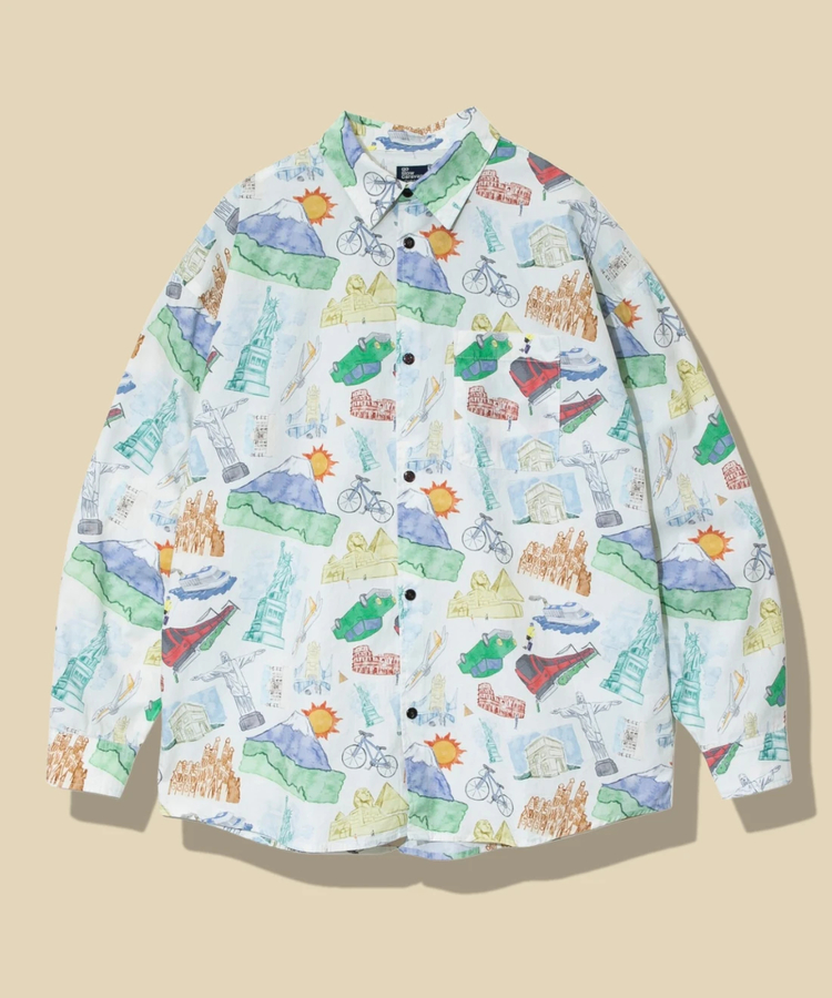 go slow caravan(ゴースローキャラバン) |40/-ブロード総柄プリントR/Gシャツ (MENS/WOMENS)