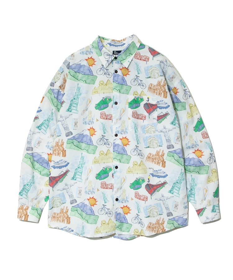 go slow caravan(ゴースローキャラバン) |40/-ブロード総柄プリントR/Gシャツ (MENS/WOMENS)