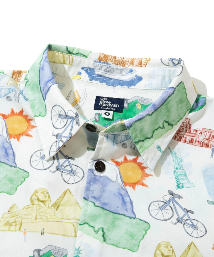 go slow caravan(ゴースローキャラバン) |40/-ブロード総柄プリントR/Gシャツ (MENS/WOMENS)