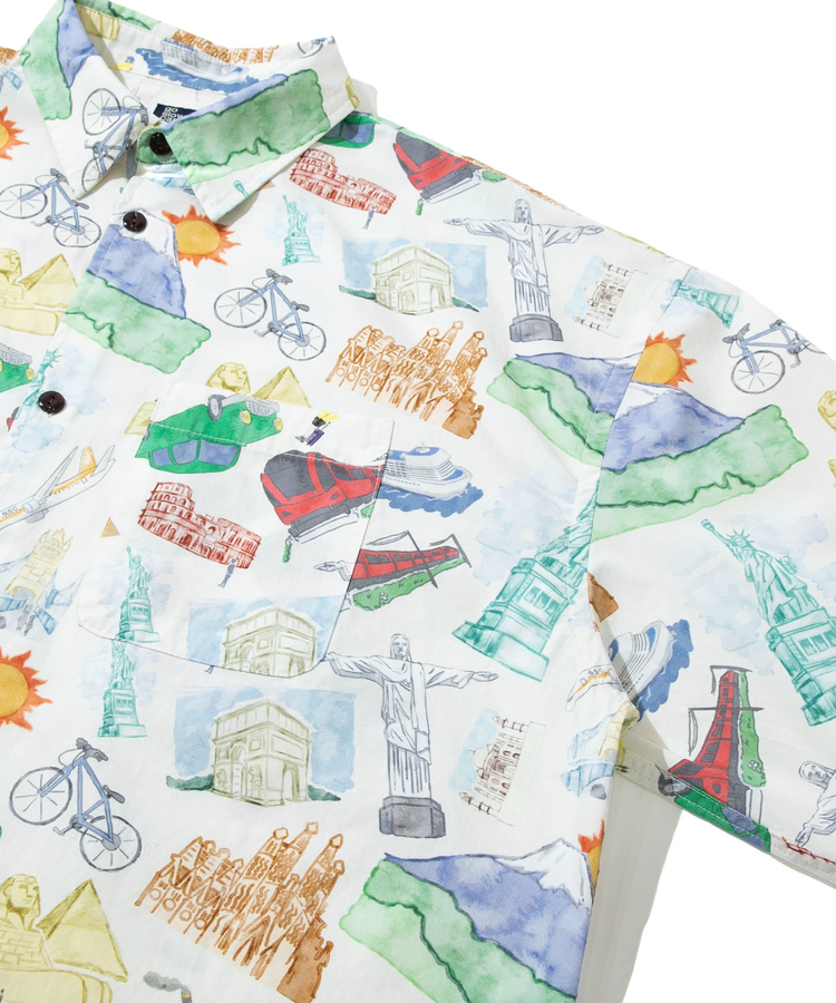 go slow caravan(ゴースローキャラバン) |40/-ブロード総柄プリントR/Gシャツ (MENS/WOMENS)