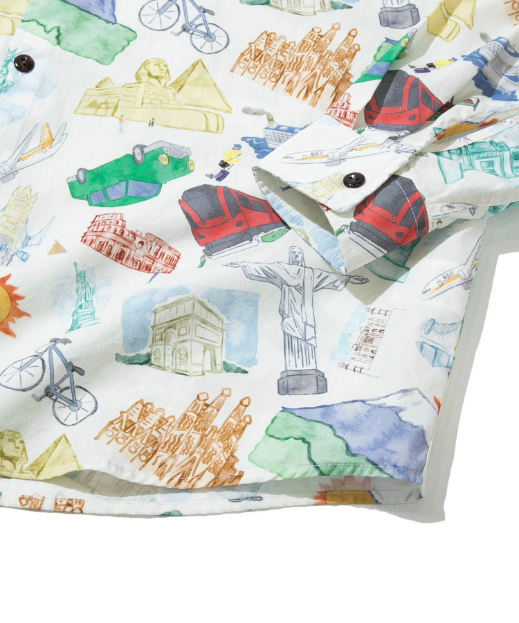 go slow caravan(ゴースローキャラバン) |40/-ブロード総柄プリントR/Gシャツ (MENS/WOMENS)