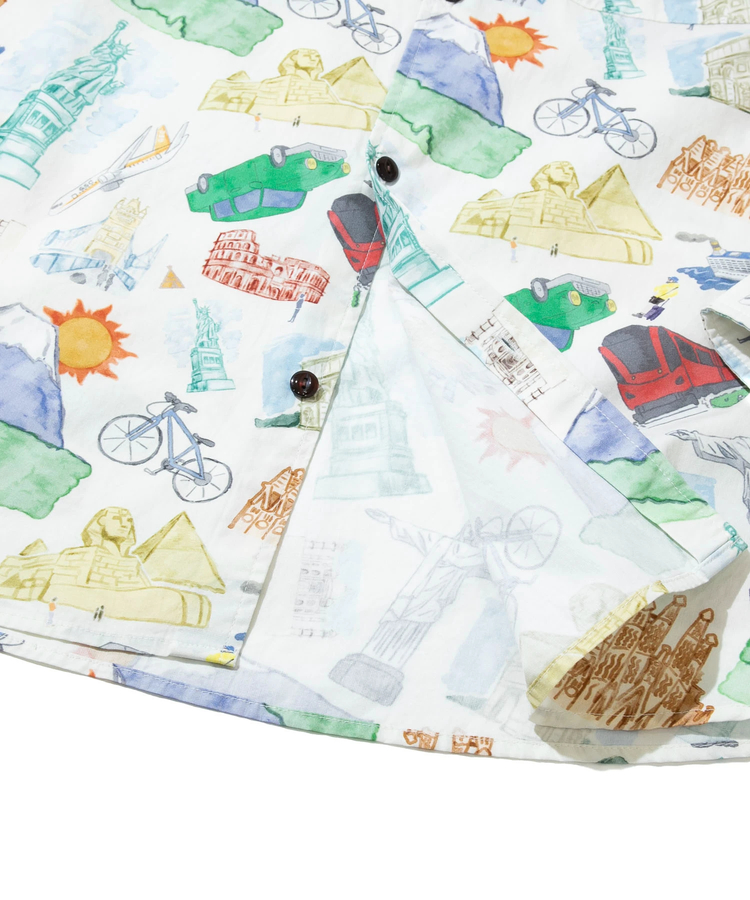 go slow caravan(ゴースローキャラバン) |40/-ブロード総柄プリントR/Gシャツ (MENS/WOMENS)