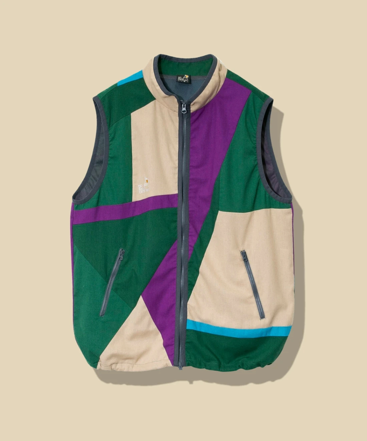 go slow caravan(ゴースローキャラバン) |LINEN/COTTONパッチワークスタンドベスト (MENS)