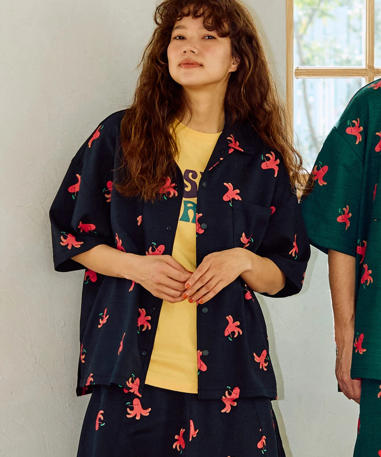 go slow caravan(ゴースローキャラバン) |ブッチャー総柄プリント半袖シャツ (WOMENS/MENS)