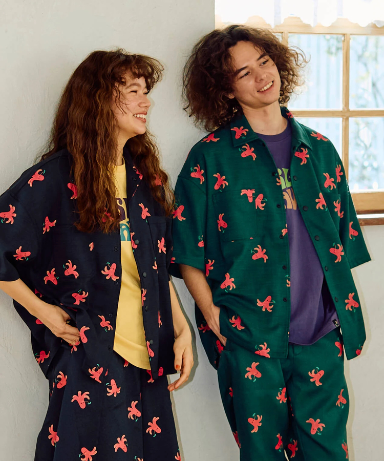 go slow caravan(ゴースローキャラバン) |ブッチャー総柄プリント半袖シャツ (WOMENS/MENS)