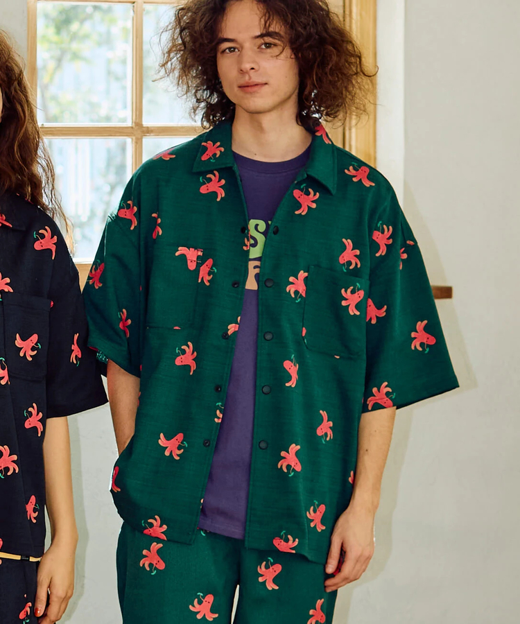 go slow caravan(ゴースローキャラバン) |ブッチャー総柄プリント半袖シャツ (WOMENS/MENS)