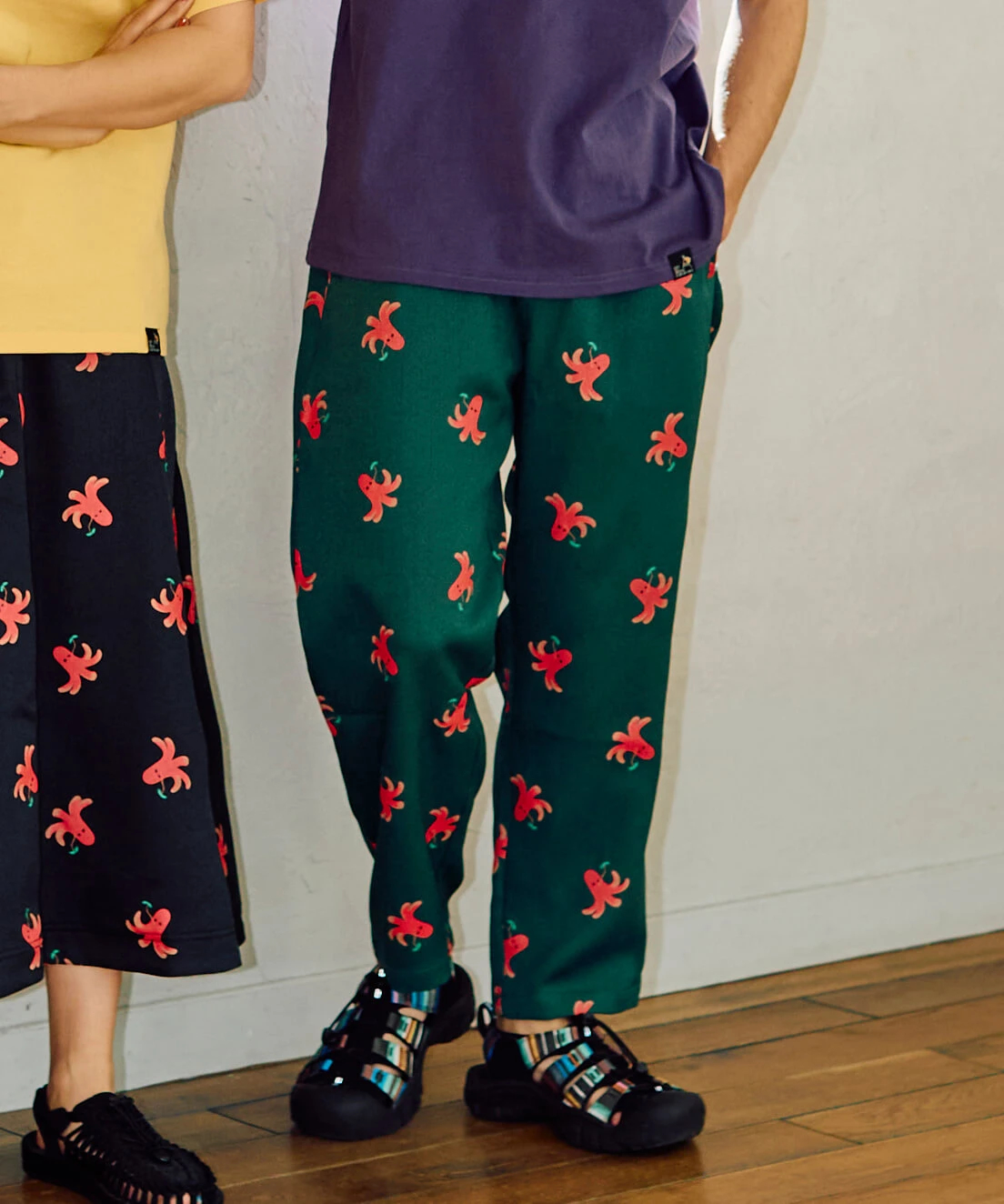 SALE! タコさんウインナー ブッチャープリント スカート ゴースロー go slow caravan ブッチャー総柄プリントスカート FOREST GREEN