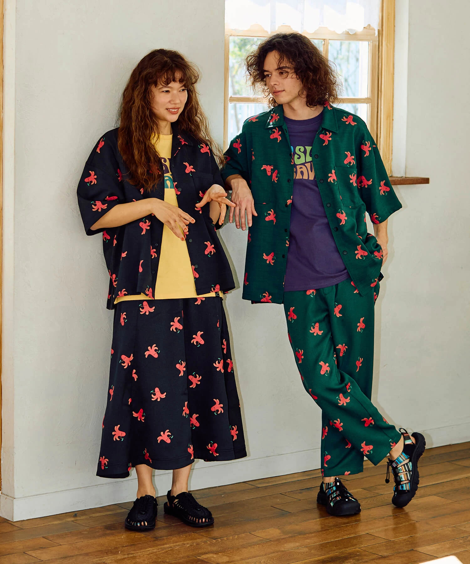 ブッチャー総柄プリントイージーアンクルパンツ (WOMENS/MENS