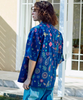 go slow caravan(ゴースローキャラバン) |LINEN/COTTONスクエア刺繍半袖シャツ (MENS/WOMENS)