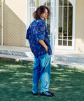 go slow caravan(ゴースローキャラバン) |LINEN/COTTONスクエア刺繍半袖シャツ (MENS/WOMENS)