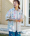 go slow caravan(ゴースローキャラバン) |LINEN/COTTONスクエア刺繍半袖シャツ (MENS/WOMENS)