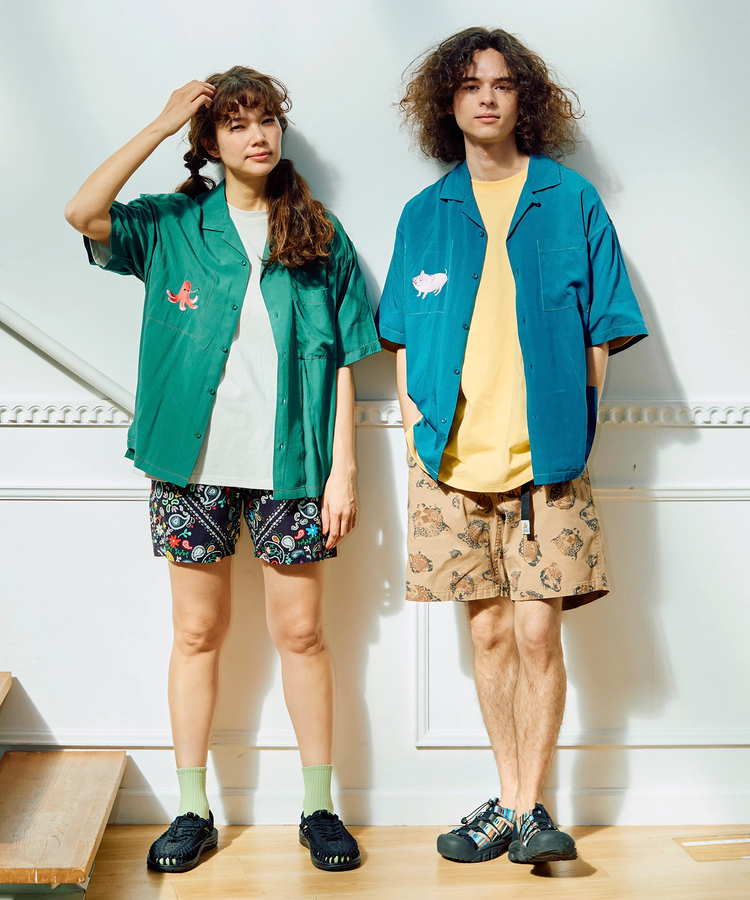 go slow caravan(ゴースローキャラバン) |キャンバス総柄プリントイージーショーツ (MENS)