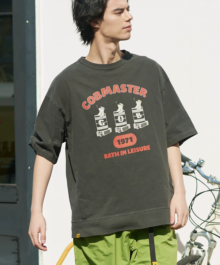 go slow caravan(ゴースローキャラバン) |COBMASTER/コブマスター ピグメント スウェット風ルーズTEE《ドラム缶風呂》(MENS)