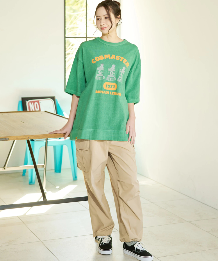 go slow caravan(ゴースローキャラバン) |COBMASTER/コブマスター ピグメント スウェット風ルーズTEE《ドラム缶風呂》(MENS)