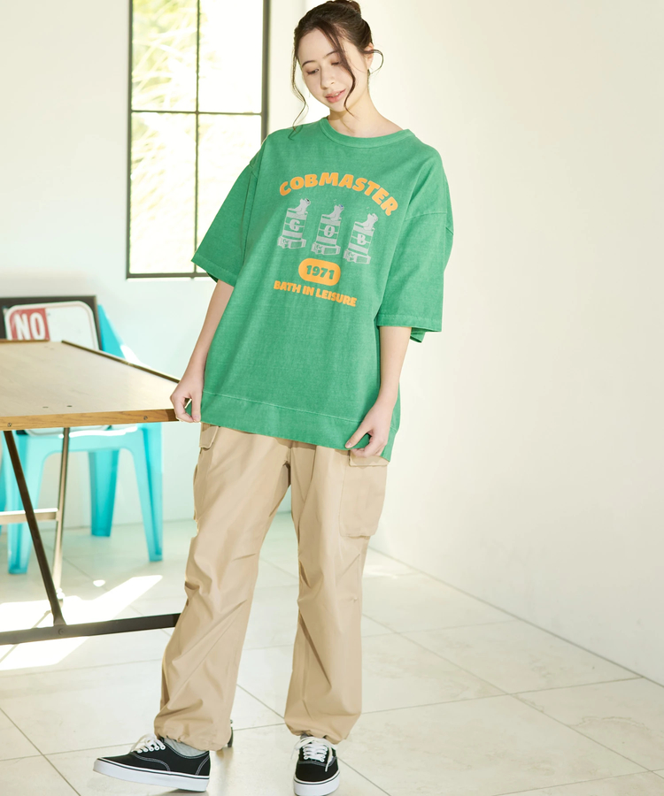 go slow caravan(ゴースローキャラバン) |COBMASTER/コブマスター ピグメント スウェット風ルーズTEE《ドラム缶風呂》(MENS)