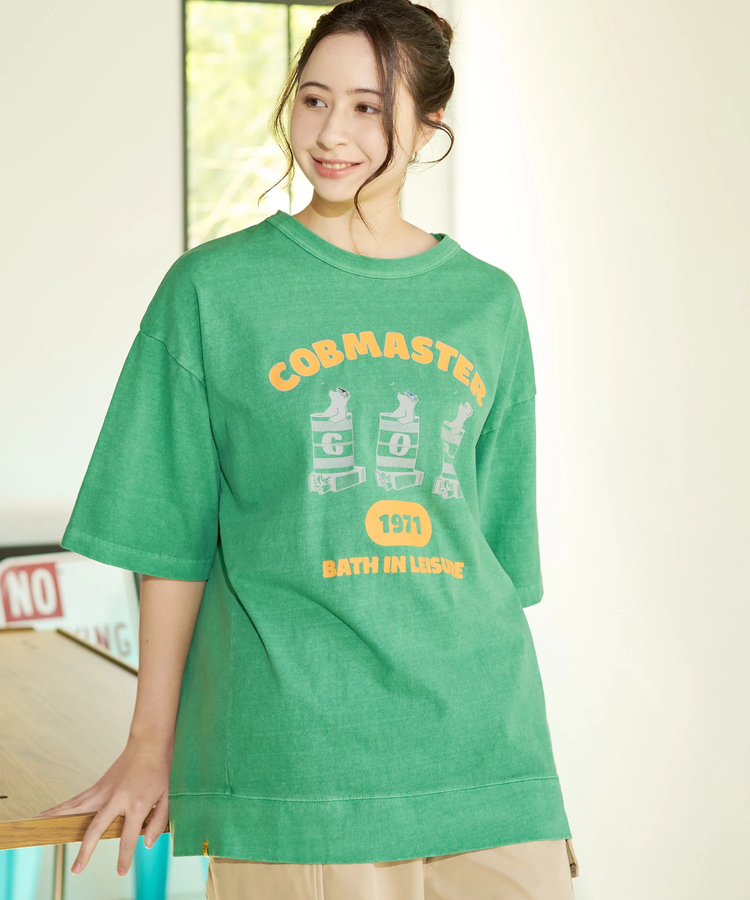 go slow caravan(ゴースローキャラバン) |COBMASTER/コブマスター ピグメント スウェット風ルーズTEE《ドラム缶風呂》(MENS)