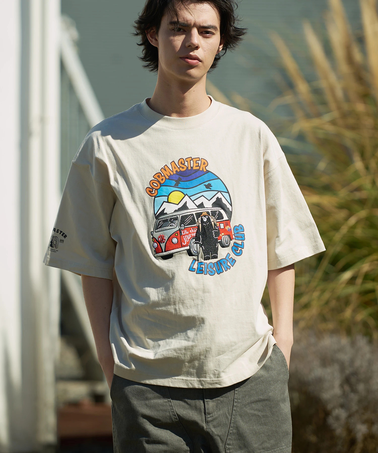 go slow caravan(ゴースローキャラバン) |COBMASTER/コブマスター 吸水速乾天竺刺繍ルーズTEE《旅するベアー》(MENS)