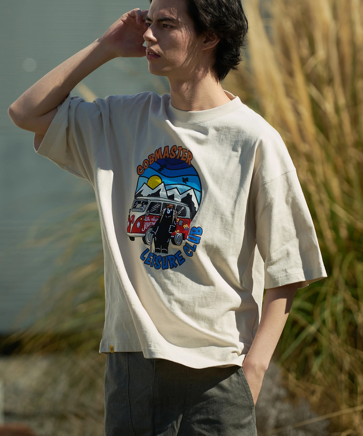 go slow caravan(ゴースローキャラバン) |COBMASTER/コブマスター 吸水速乾天竺刺繍ルーズTEE《旅するベアー》(MENS)