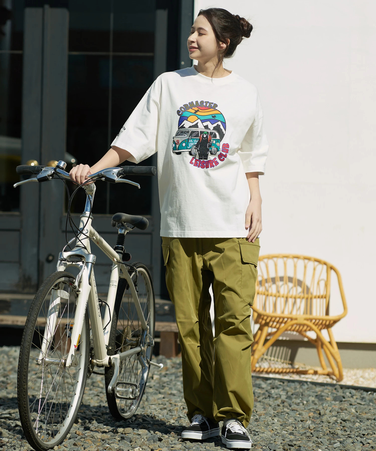 go slow caravan(ゴースローキャラバン) |COBMASTER/コブマスター 吸水速乾天竺刺繍ルーズTEE《旅するベアー》(MENS)