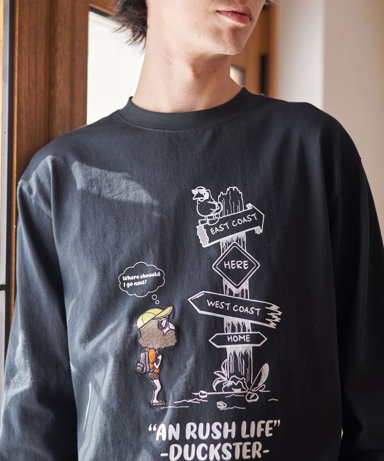 go slow caravan(ゴースローキャラバン) |DUCKSTER/ダックスター 吸水速乾天竺 刺繍L/STEE《AN RUSH LIFE》 (MENS)
