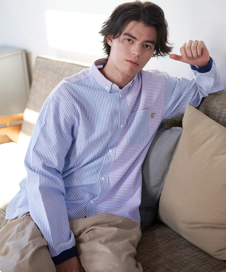 go slow caravan(ゴースローキャラバン) |DUCKSTER/ダックスター B.D配色切替ストライプシャツ (MENS)