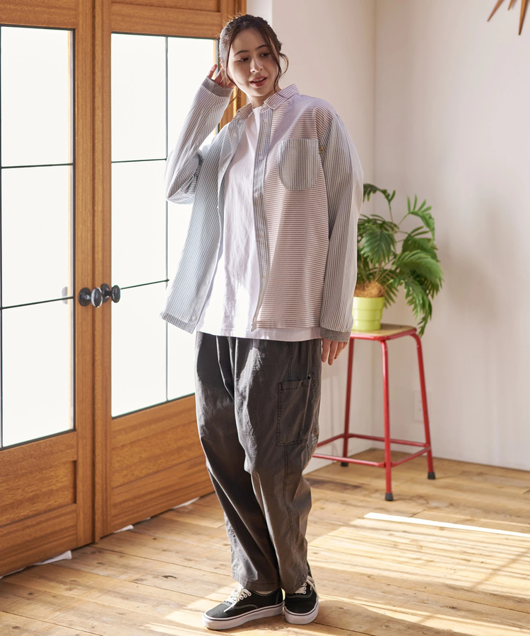 go slow caravan(ゴースローキャラバン) |DUCKSTER/ダックスター B.D配色切替ストライプシャツ (MENS)