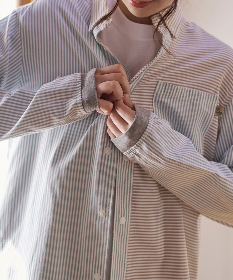 go slow caravan(ゴースローキャラバン) |DUCKSTER/ダックスター B.D配色切替ストライプシャツ (MENS)