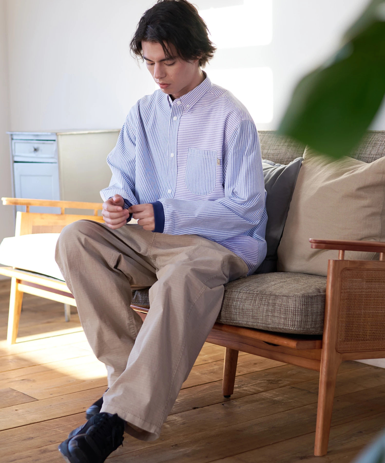go slow caravan(ゴースローキャラバン) |DUCKSTER/ダックスター B.D配色切替ストライプシャツ (MENS)