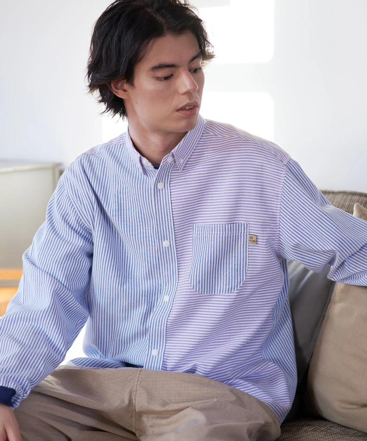 go slow caravan(ゴースローキャラバン) |DUCKSTER/ダックスター B.D配色切替ストライプシャツ (MENS)