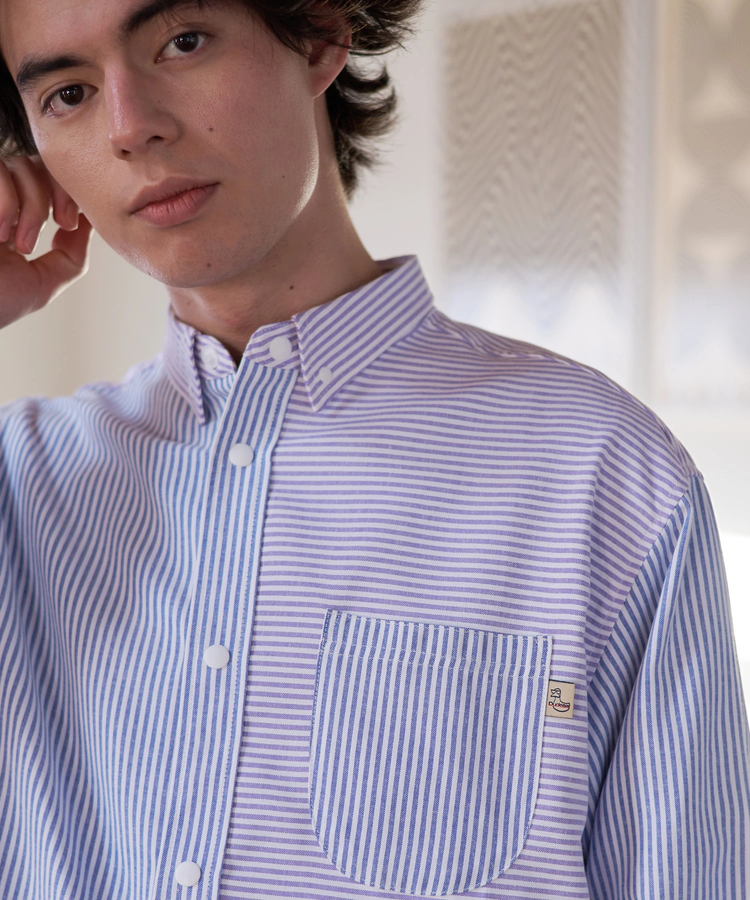 go slow caravan(ゴースローキャラバン) |DUCKSTER/ダックスター B.D配色切替ストライプシャツ (MENS)