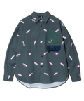 go slow caravan(ゴースローキャラバン) |ストレッチサッカー総柄プリントユーティリティーシャツ (MENS/WOMENS)